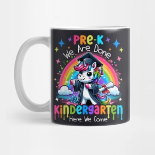 Pre K Graduation Unicorn Cap Gown Kindergarten Here We Come Mug